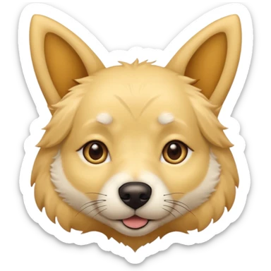 light yellow dog, pointy ears, brown eyes, light brown nose sticker