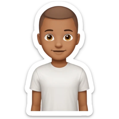 boy with Brown Buzz cut and brown eyes wear white t-shirt  sticker