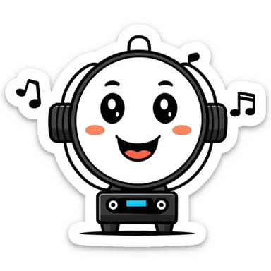 adorable speaker character playing music with happy expression sticker