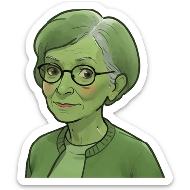 elderly woman with short hair walking sticker