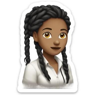 Tan girl with black locs dark white tied shirt  sticker