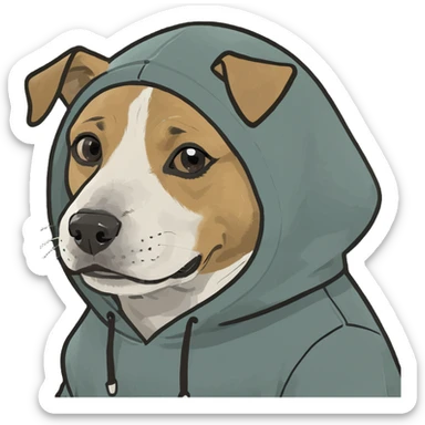 Dog wearing a hoodie  sticker