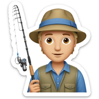 a man holding a fishing rod sticker