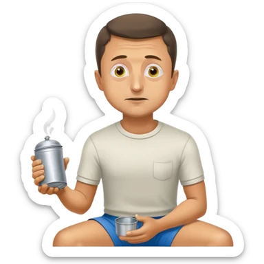 Volodymyr Zelenskyy on his knees with a tin cup begging for money  sticker