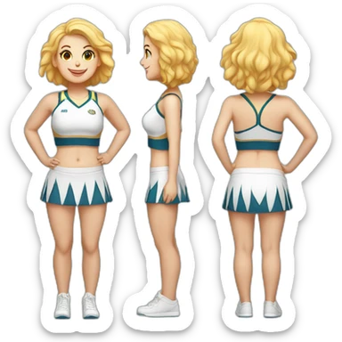Full body Caucasian curvy cheerleader back and front views sticker