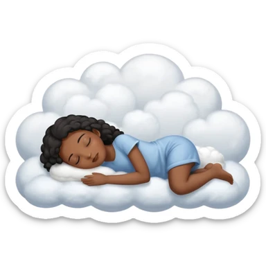 Black girl sleeping on clouds sticker