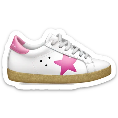 Golden goose sneakers, white with pink star sticker