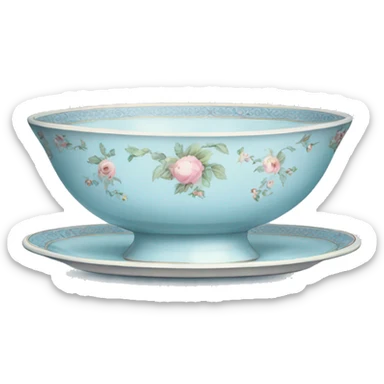 vintage pastel blue china dish sticker