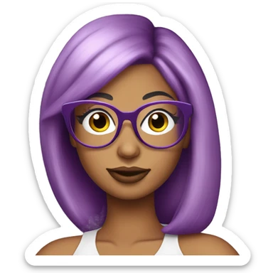 Nikki Minaj wearing glasses purple hair sticker