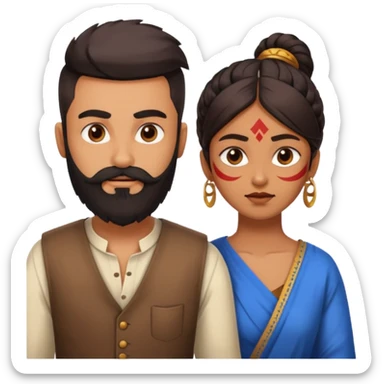 brother and sister fighting modern culture naughty  - indian skin and hairstyle - men beard - fight and love sticker