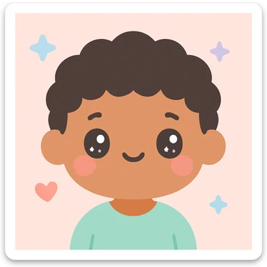 character emoji with tan skin and short black curly hair sticker
