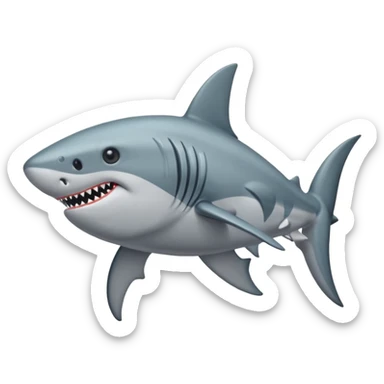 Tiburon con cuerpo músculos y agarro un tridente sticker