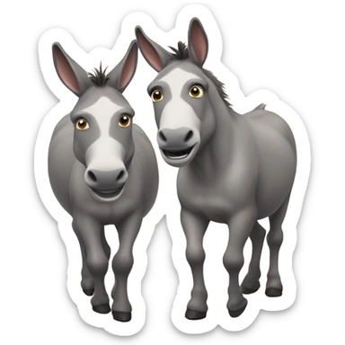 Two blind donkeys playing follow the leader  sticker