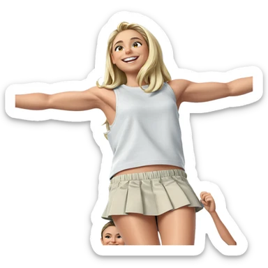 smiling blonde boy in skirt sticker