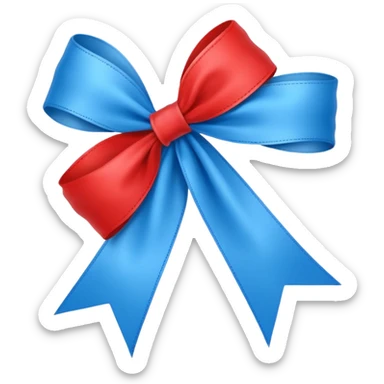 Cadeau rouge et bleu et avec dessus un bandeau avec marqué en texte  : cadeau à la clé  sticker