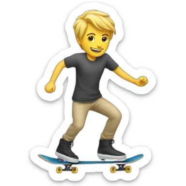 Homme blond sur un skate sticker
