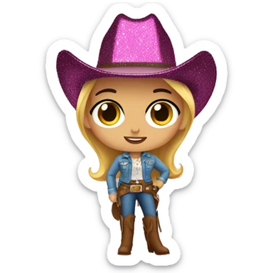 Glitter cowgirl sticker