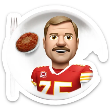 Andy Reid Kansas City chiefs eating meatloaf wearing a chiefs uniform sticker