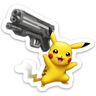pikachu-useing-gun sticker