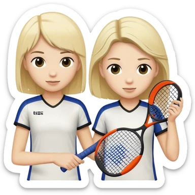 Two friends, one with blonde hair and the other with black hair, are playing padel. sticker