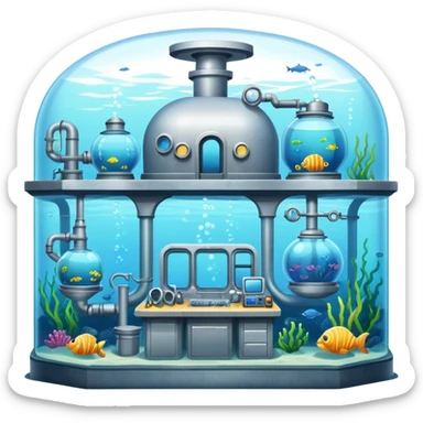Underwater secret research station for lab experiment sticker