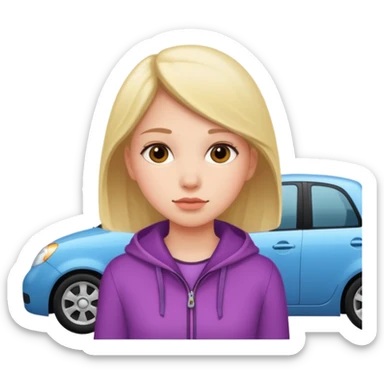 Girl waiting for a car sticker
