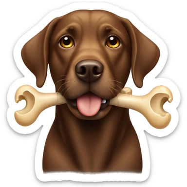brown labrador with a bone in his teeth sticker