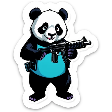 panda with a gun sticker