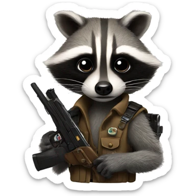 Realistic Raccoon with a gun  sticker