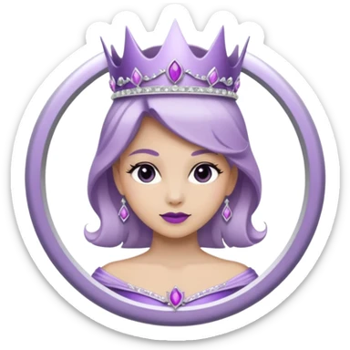 Purple shadow rose silver circle plaque with silver tiara sticker