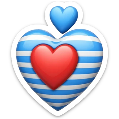 corazon azul y rojo con rayas sticker