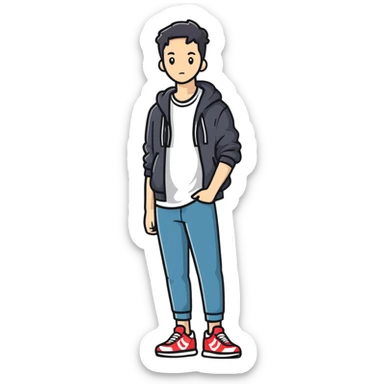Full body person wearing casual outfit with sneakers sticker