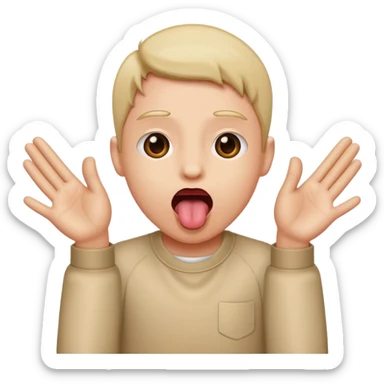 Uma pessoa com a língua de fora e as mãos abertas sticker