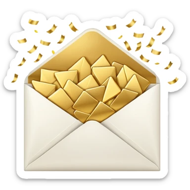 white closed envelope surrounded gold confetti sticker
