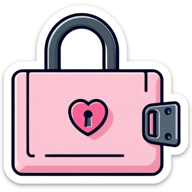 Pink heart and lock sticker