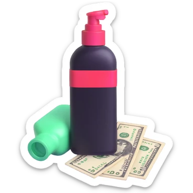 price tag with a few dollar bills and a bottle of nail polish sticker