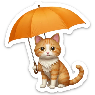 cat holding an umbrella sticker