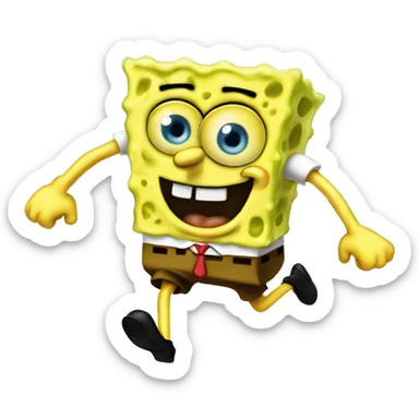 SpongeBob running away meme sticker