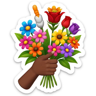 💐 combined with 🖕🏽 sticker