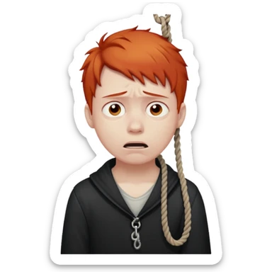 red headed boy hanging by his neck from a noose sticker