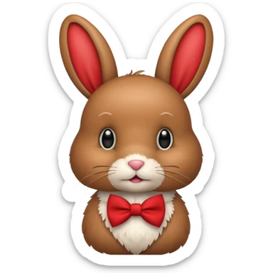 brown bunny with red bowtie sticker
