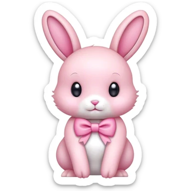 pink bunny with white bow sticker