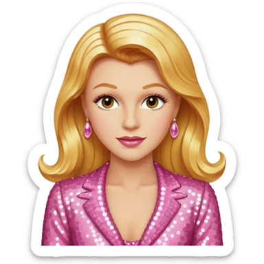 Ginger Rogers with long golden blonde hair, pink sequin outfit  sticker