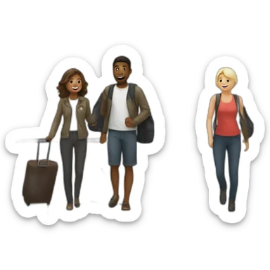  couple white in airport sticker