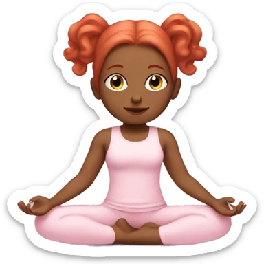 girl with long red hair in a baby pink outfit doing yoga sticker