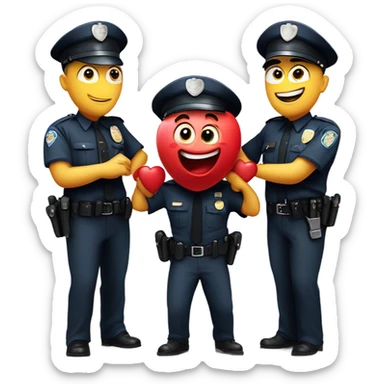 Cartoon Heart getting hand cuffed by police sticker