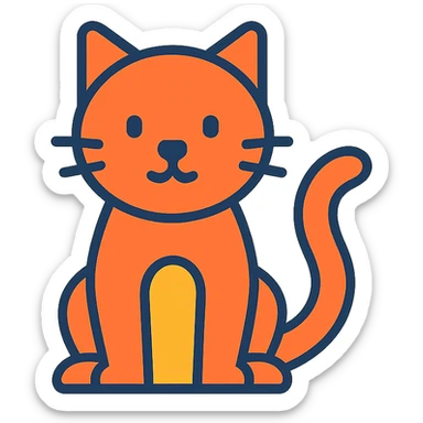 colorful outlined icon of a cat sticker