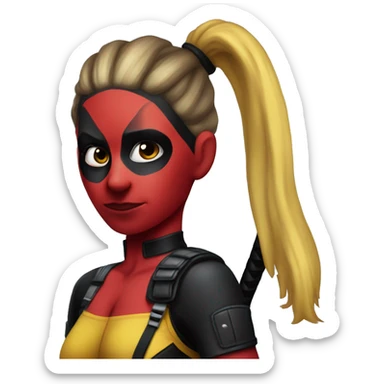 lady deadpool with a high yellow pony tail sticker