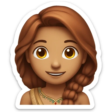 Indian girl with brown to red long hair cute round face smiling sticker