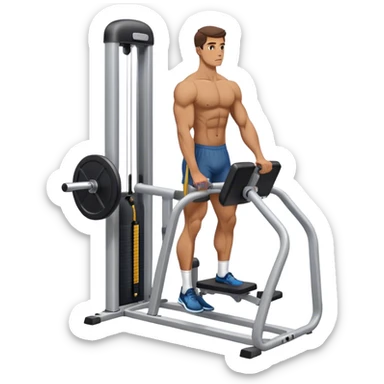 side-view of guy using calf-raise machine sticker